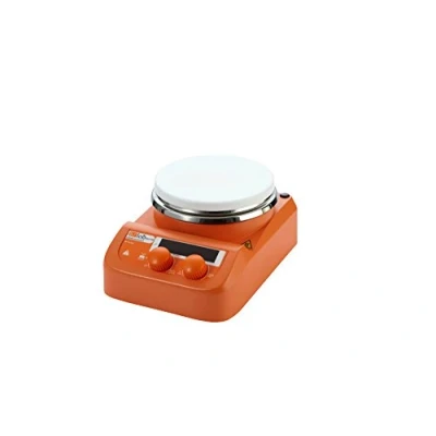 Abbildung von sunLab ABS Digitaler Mini Magnetrührer mit Heizung bis 280C, 1500 UpM, Orange, 515W, 230V