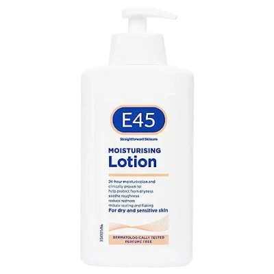 Abbildung von E45 lozione idratante dermatologca, 500 ml, confezione da 5