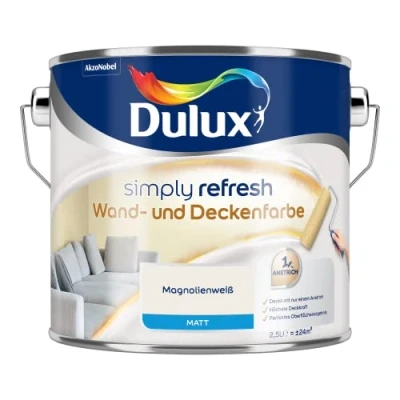 Abbildung von Dulux Simply Refresh Wand und Deckenfarbe Magnolienweiss 2,5l