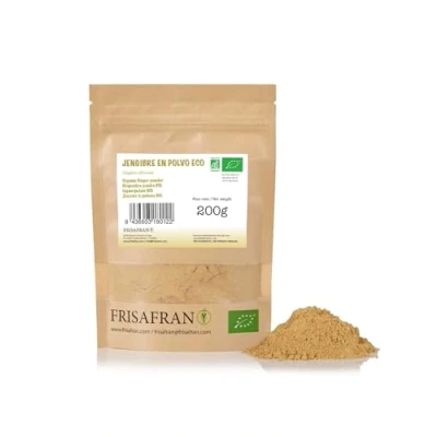 Abbildung von FRISAFRAN Ingwer Gemahlen Bio Ingwerpulver 200g naturrein Ohne Zusätze vegan Getrockneter Pulver Gewürz Gemahlener