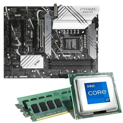 Abbildung von Mainboard Bundle Intel Core i7 12700K 8x3600 MHz, ASUS Prime Z790 P WiFi DDR5, 32 GB DDR5 RAM, UHD Graphics 770, 3X M.2 Port, 4X SATA 6Gb/s, USB 3.2 Gen2x2 Tuning Kit CSL PC Aufrüstkit