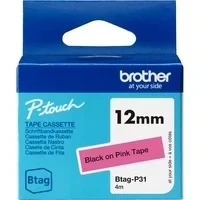 Abbildung von Brother Original Btag P31 Schriftband 12 mm breit, 4 m lang, schwarz/pink