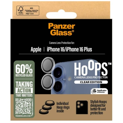 Abbildung von Apple iPhone 16 Panzerglas PanzerGlass Camera Protector Hoop Optic Rings Kameraprotektor für das / Plus