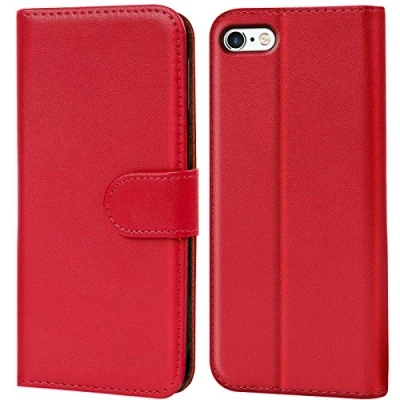 Abbildung von Verco iPhone 6s Hülle, Handyhülle für Apple 6 / Tasche PU Leder Flip Case Brieftasche Rot