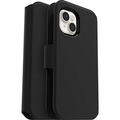 Abbildung von Apple iPhone 14 Hülle Kunstleder OtterBox Klapphülle Handyhülle Schwarz Shockproof/Stoßfest