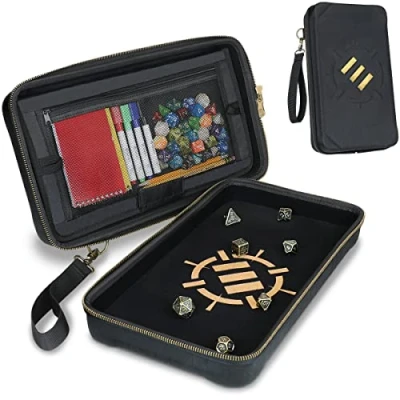 Abbildung von ENHANCE Tabletop Community DND Würfel Roll Tray Würfelhalter und Aufbewahrung für bis zu 500 RPG mit robustem Schutzdesign, weicher Innenseite Organizer Taschen (Kapazität Würfel)