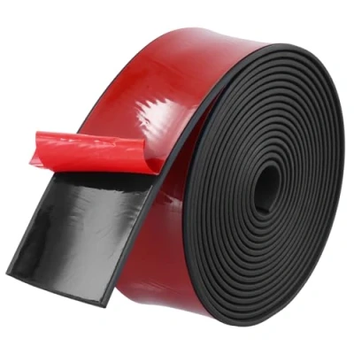 Abbildung von QWORK® 3 Meter Selbstklebender Gummistreifen 40 mm x 2 aus Neopren, Flexibles und Haltbares Gummiprofil für Schutz, Isolation Anti Rutsch