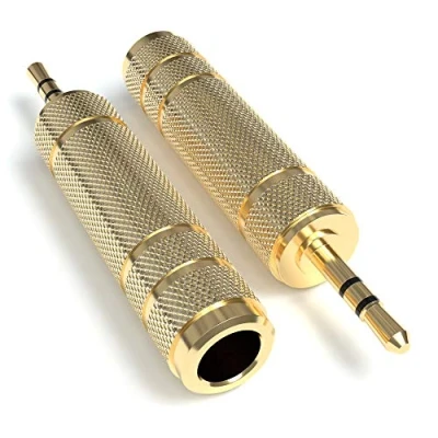 Abbildung von JAMEGA Klinke Adapter 3.5mm auf 6.35mm 2 Stück 6,35 mm Klinken Buchse 3,5 Klinkenstecker AUX Stereo Audio mit Vergoldeten Kontakten für Kopfhörer, Lautsprecher, Gitarre