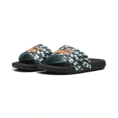 Abbildung von Puma Cool Cat 2.0 Poised 2 Race Slides Kinder Mit Print Black/Orange Glo/Safe Lake Größe: 31