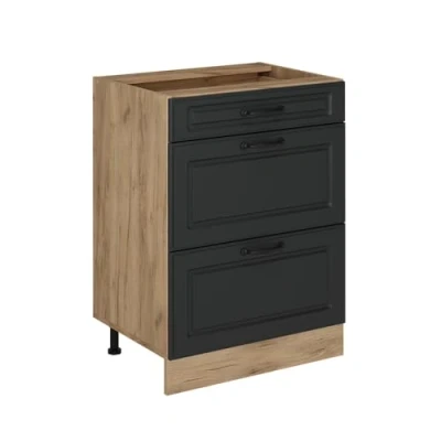 Abbildung von Vicco Küchenunterschrank R Line, Anthrazit Landhaus, 60 cm mit Schubladen, ohne Arbeitsplatte