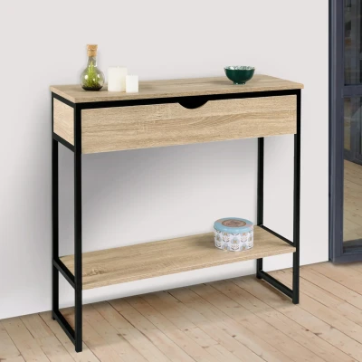 Abbildung von IDMarket Konsole mit 1 Schublade Detroit Einlegeboden Industriel Design