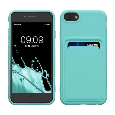 Abbildung von kwmobile Handyhülle kompatibel mit Apple iPhone SE (2022) / (2020) 8 7 Hülle Handy Cover Fach für Karten in Mintgrün