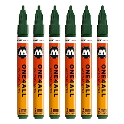 Abbildung von Molotow One4All 127HS Acryl Marker (2,0 mm Strichstärke, hochdeckend und permanent, UV beständig, für fast alle Untergründe) 6 Stück Farbe 145 future green