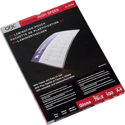 Abbildung von GBC Laminierfolie HighSpeed™ glänzend Folienstärke 75 µm VE 100 Stk für Format A4