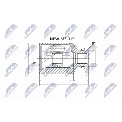 Abbildung von NTY NPW MZ 019 Gelenksatz getriebeseitig, Vorderachse rechts MAZDA: 6 Limousine, Station Wagon, Hatchback