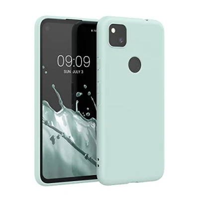 Abbildung von kwmobile Hülle kompatibel mit Google Pixel 4a weiches TPU Silikon Case Cover geeignet für kabelloses Laden Cool Mint