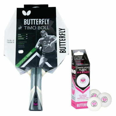 Abbildung von Butterfly 1x Timo Boll Vision 1000 Tischtennisschläger + 3x 40+ 3*** TT Bälle