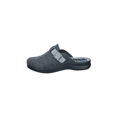 Abbildung von Fly Flot Damen Hausschuh Filz Pantoffel leicht mit Riemen und Schnalle 320302, Größe:42 EU, Farbe:Grau