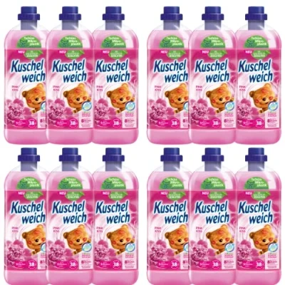 Abbildung von Kuschelweich Weichspüler 12 x 1 l für je 38 Wäschen, kuschlig weich hautverträglich, mikroplastikfrei Pink Kiss