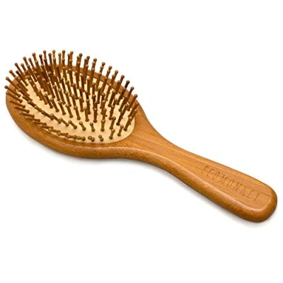 Abbildung von Bambus Haarbürste ✮ Zero Waste Plastikfrei 100% Vegan Nachhaltig Naturborsten aus Antistatisch ECOMONKEY®