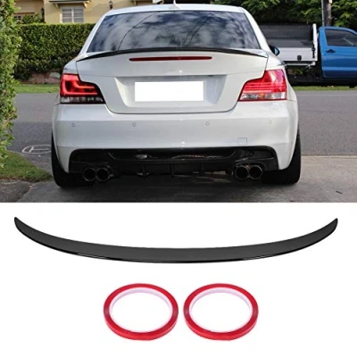 Abbildung von Terisass Heckspoiler A Spoiler Protector Lip Fit für 1er E82 Coupé Cabrio, E88 Cabrio glänzend schwarz