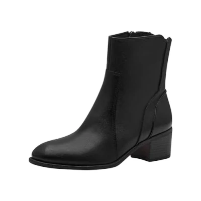 Abbildung von MARCO TOZZI Damen Stiefeletten mit Absatz Lederanteil Cowboy, Schwarz (Black Comb), 41 EU