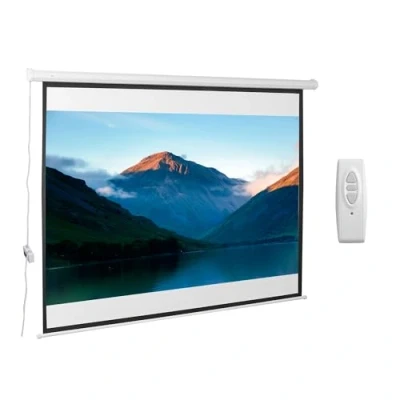 Abbildung von HOMCOM 4:3 Beamer Leinwand Elektrisch 203 x 152 cm Projektionsleinwand mit Fernbedienung Filmleinwand für Heimkino und Präsentation Weiß