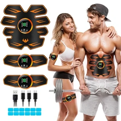 Abbildung von LEMENG EMS trainingsgerät Bauchmuskeltrainer, Bauchmuskeltrainer,USB Wiederaufladbar Bauchmuskeln Stimulationsgerät
