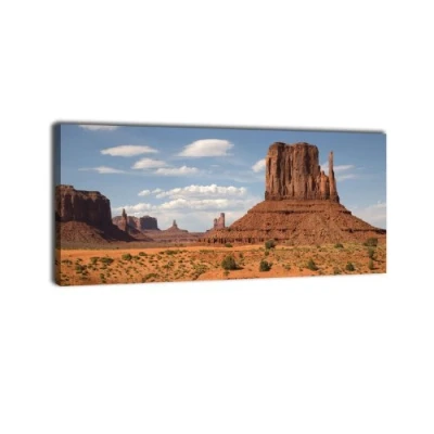 Abbildung von wandmotiv24 Leinwandbild Panorama Nr. 37 Wüste 100x40cm, Keilrahmenbild, Bild auf Leinwand, Kunstdruck Canyon Monument Valley Amerika