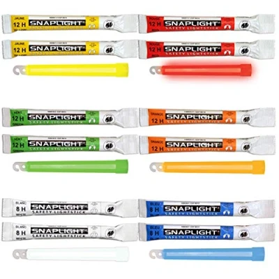Abbildung von Cyalume SnapLight Leuchtsticks, 15 cm, 12 Stück (2 Stäbe mit je 6 Farben, Grün, Gelb, Rot, Orange, Blau, Weiß) cm