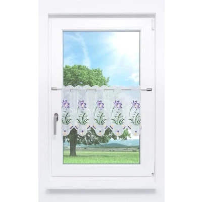 Abbildung von Plauener Spitze® Scheibengardine Krokus Schneeglöckchen, (1 St), transparent, HxB 36x48cm