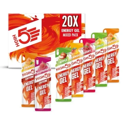 Abbildung von HIGH5 Sport Gel Running Pack Energiebeutel für schnellen Kraftstoff Natürlicher Fruchtsaft &amp; koffeinfrei Perfekt intensives Training: Laufen, Radfahren, Ironman, Fußball (verschiedene