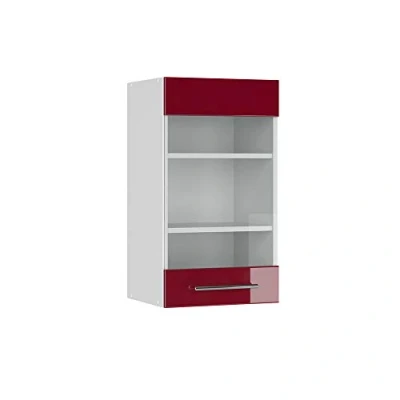 Abbildung von Vicco Glashängeschrank Fame Line, Bordeaux Hochglanz/Weiß, 40 cm