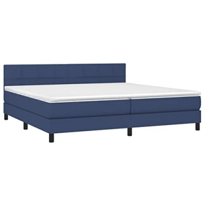 Abbildung von vidaXL Boxspringbett mit Matratze LED Bett Polsterbett Bettgestell Doppelbett Bettrahmen Lattenrost Schlafzimmerbett Hotelbett Blau 200x200cm Stoff