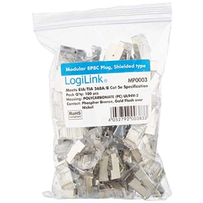 Abbildung von LogiLink Modularstecker Cat5 geschirmt 100 Stück, Silber, 100er Pack