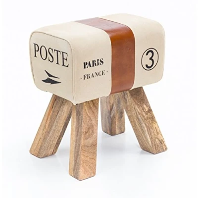 Abbildung von FINEBUY Sitzhocker SuVa6433_1 (Turnbock Canvas Stoff Hocker Beige 40 x 30 47cm), Turnhocker Springbock, Stoffhocker Modern