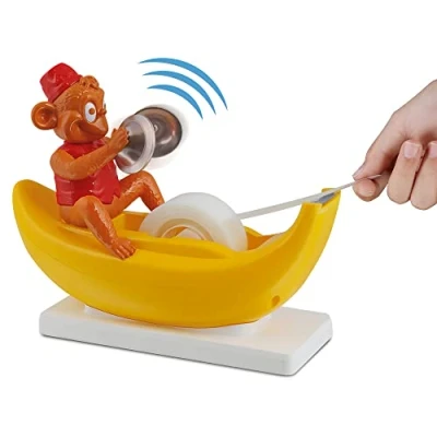 Abbildung von Amazeko Affenbandabroller mit Klatschbewegung, lustiges Tier Schreibtisch Dekor, 2,5 cm Kern, rutschfeste gewichtete Banane
