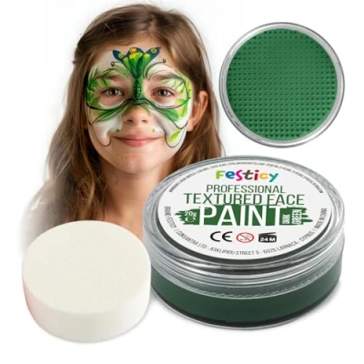 Abbildung von Festicy Profi Theaterschminke Dunkelgrün, 20g, inkl. Schwamm Halloween Schminke 2024 &amp; Karneval EN 71 3 Reach Zertifiziert Kinderschminke für mind 30 Gesichter I Monster, Zombie, Face paint