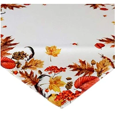 Abbildung von Raebel Tischdecke 85x85 cm Herbst Blätter Creme Weiß Beige Bunt Bedruckt Tischdeko