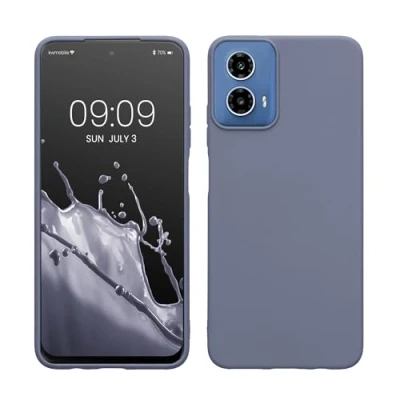 Abbildung von kwmobile Hülle kompatibel mit Motorola Moto G34 5G weiches TPU Silikon Case Cover geeignet für kabelloses Laden Lavendelgrau