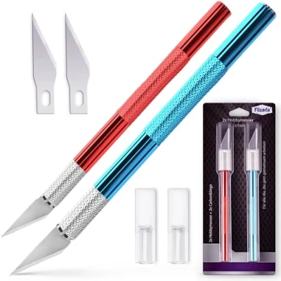 Abbildung von Filzada Messerklinge 2x Skalpell Rot Blau 2er Bastelmesser Set Hobbymesser Skalpellmesser