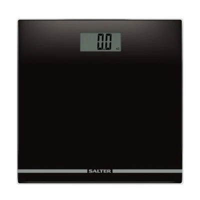 Abbildung von Salter 9205 BK3R Digitale Badezimmerwaage Körpergewichtswaage mit 180kg/400lbs, Personenwaage Schlankes Glas Plattform, Gut lesbare LCD Anzeige, Step On Aktivierung, Schwarz, Wiegt kg/st/lbs