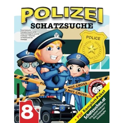 Abbildung von Polizei Schatzsuche Kindergeburtstag ab 8 Jahren: Schnitzeljagd für spannende Ermittlungen Spiel mit Polizeiausweis und Hinweisjagd (Bravo Schatzsuche)