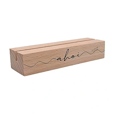 Abbildung von Interluxe Kartenhalter AHOI Wellen Grußkartenhalter maritim Meer Fotohalter Kartenständer Tischkartenhalter aus Holz