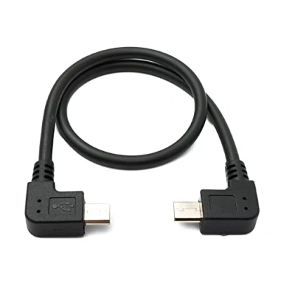 Abbildung von System S USB 2.0 Kabel 30 cm Micro B Stecker zu Adapter Winkel in Schwarz