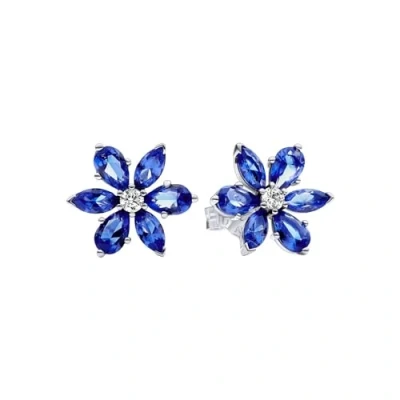 Abbildung von PANDORA Timeless Funkelnde Blaue Herbarium Cluster Ohrringe aus Sterling Silber mit Zirkonia, 292407C01