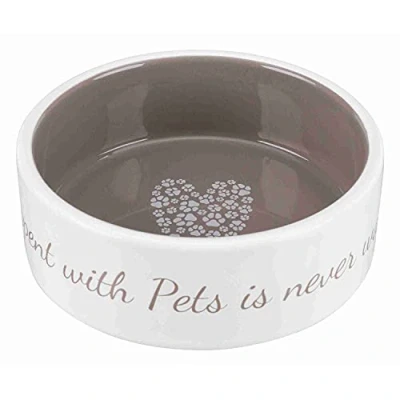 Abbildung von TRIXIE Futterbehälter Keramiknapf Pet&#039;s Home creme/taupe, Durchmesser: 12 cm / Höhe: 41 mm Fassungsvermögen: 0,3 l