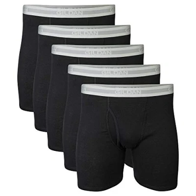 Abbildung von Gildan Herren Boxershorts mit Normalem Bein, Multipack Retroshorts, Schwarz (5er pack), L EU