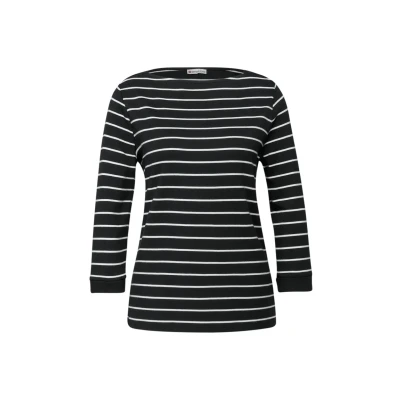 Abbildung von Street One Gestreiftes Basic Langarmshirt, Damen, Größe: 38, Schwarz