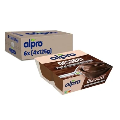Abbildung von Alpro Soja Dessert Dunkle Schokolade, Feinherb, vegan, laktosefrei, glutenfrei, 6x (4 x 125g), 6er Pack